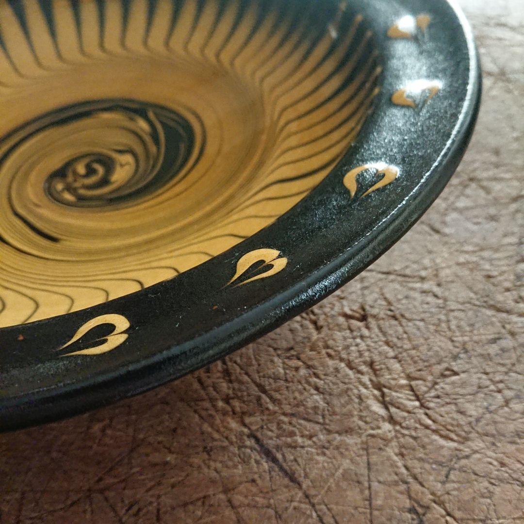 未使用 民藝 布志名焼 スリップウエア 皿 深皿 深鉢ヴィンテージ 食器 湯町窯