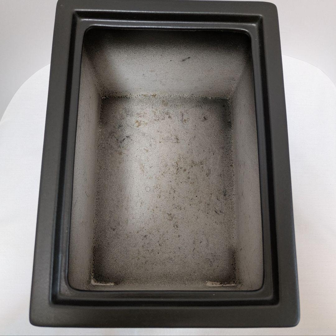 手付き火消し壺　黒四方　サイズ大 黒共蓋陶器製　水屋道具