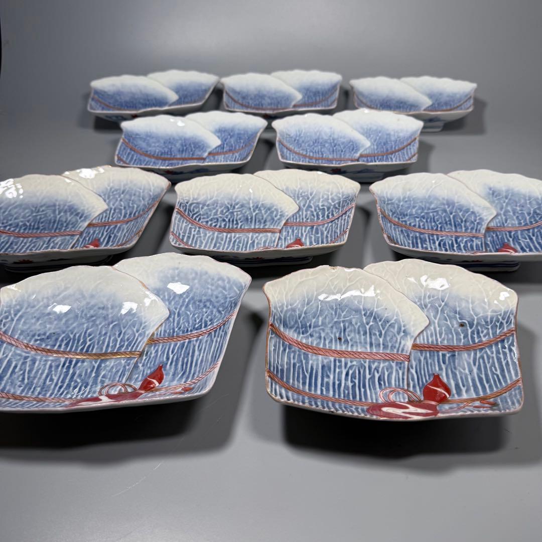 明治時代　中村製（中村亀一）　錦手瓢箪文様変形皿　１０枚　肥前有田