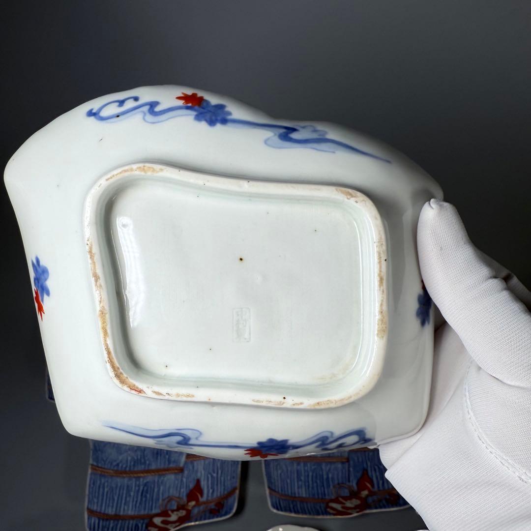 明治時代　中村製（中村亀一）　錦手瓢箪文様変形皿　１０枚　肥前有田