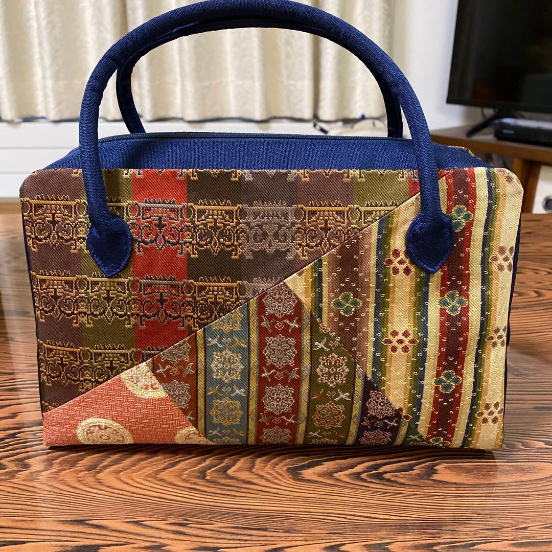 焼きリンゴ龍村美術織物和装用バッグ (錦)パッチワークデザイン新品未使用