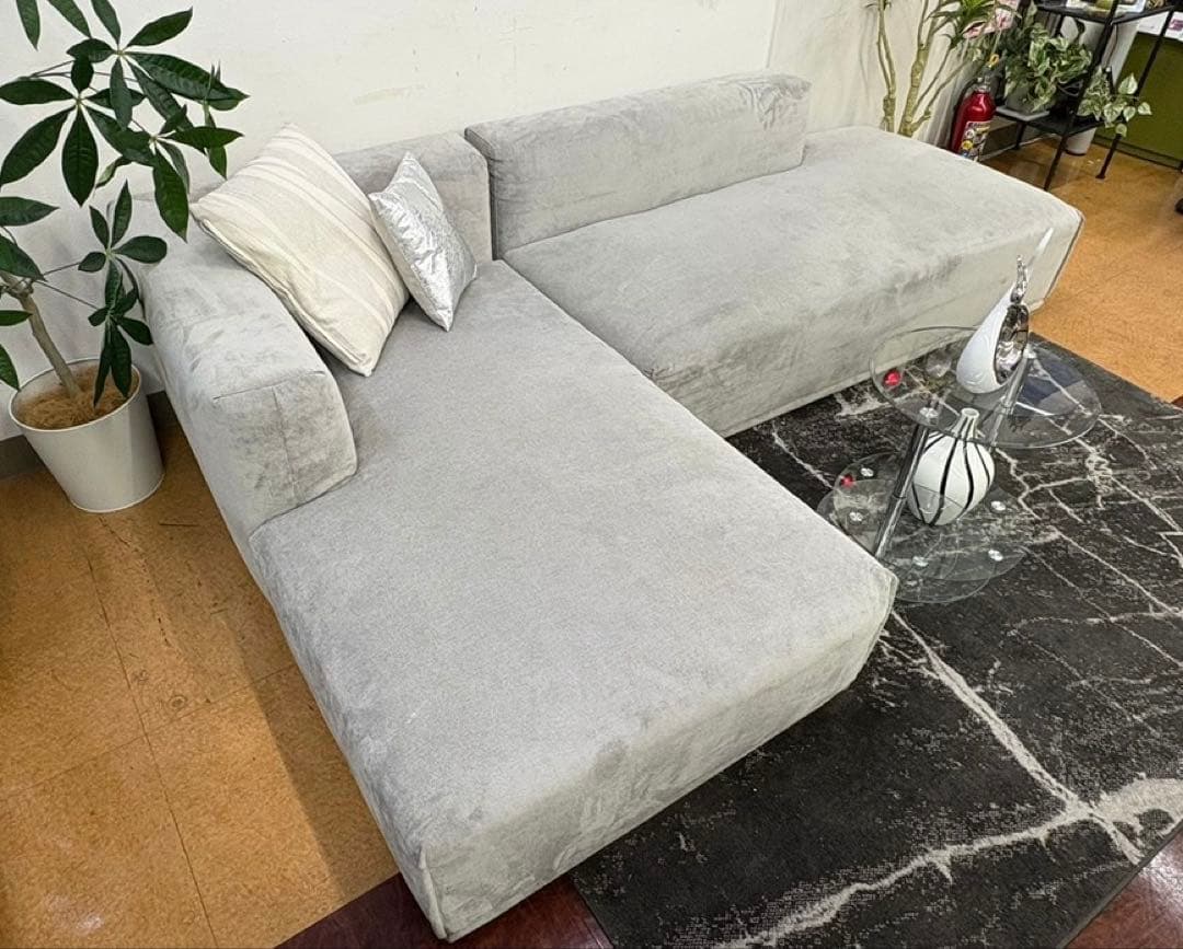 【地域限定無料配送】 Francfrancフランフラングレー L字型ソファ