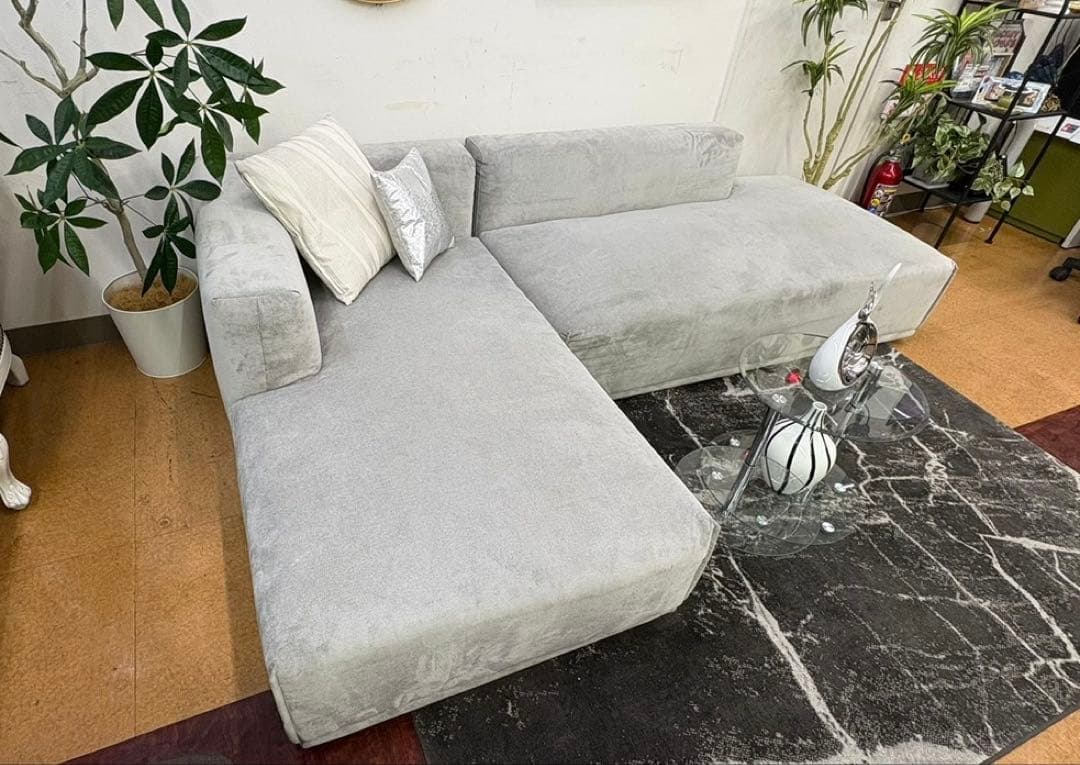 【地域限定無料配送】 Francfrancフランフラングレー L字型ソファ