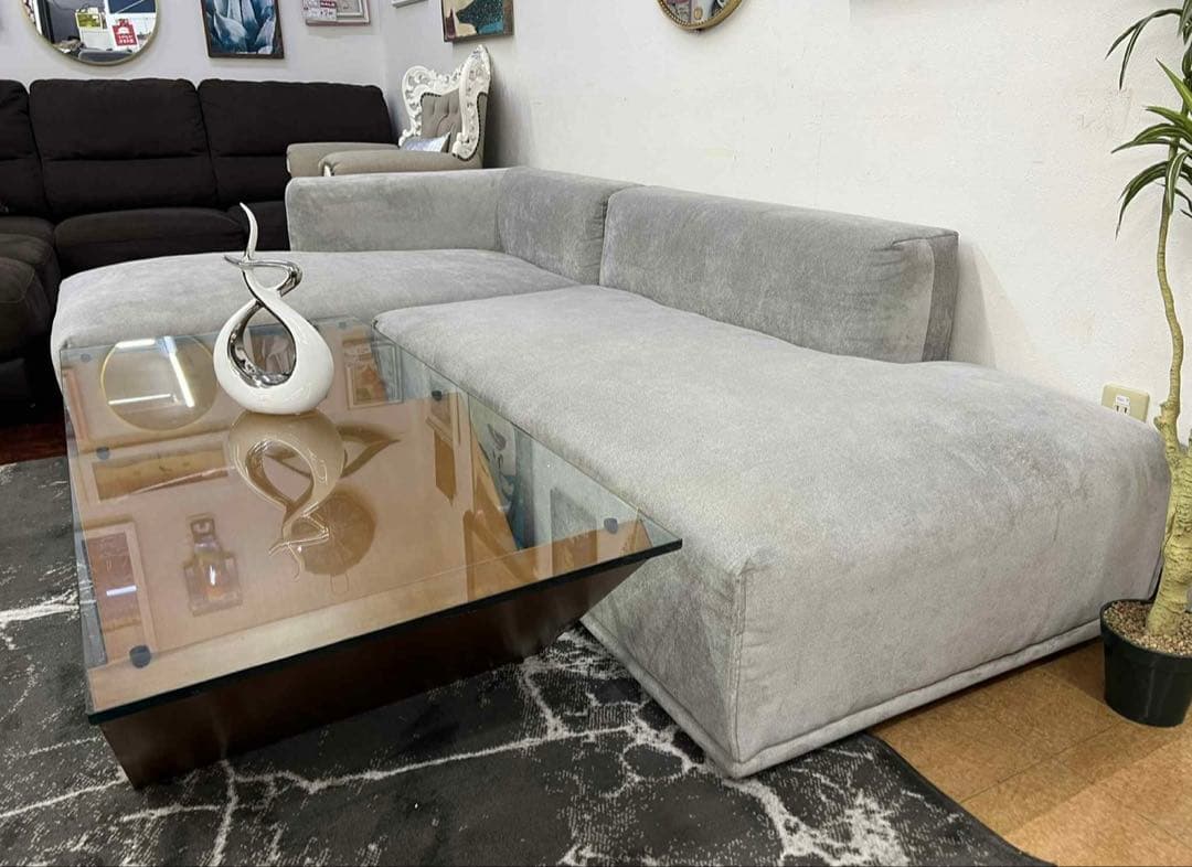 【地域限定無料配送】 Francfrancフランフラングレー L字型ソファ