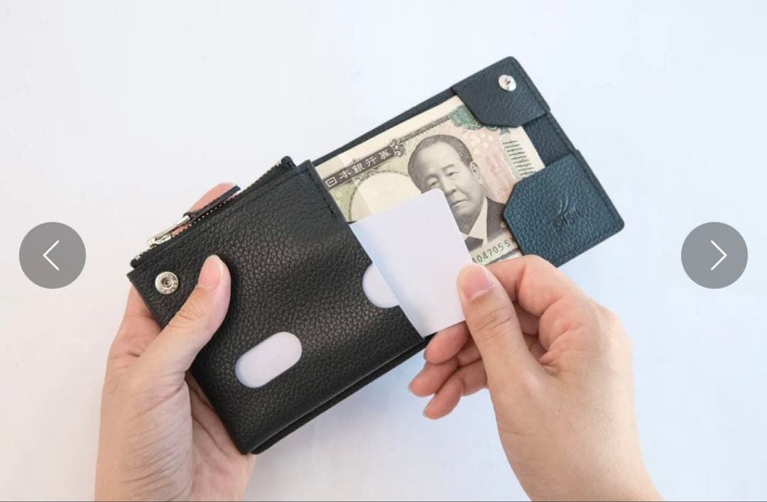 【新品】 新進工房 薄い財布 箱型財布キャレ-carre-　プ本革 二つ折り 黒