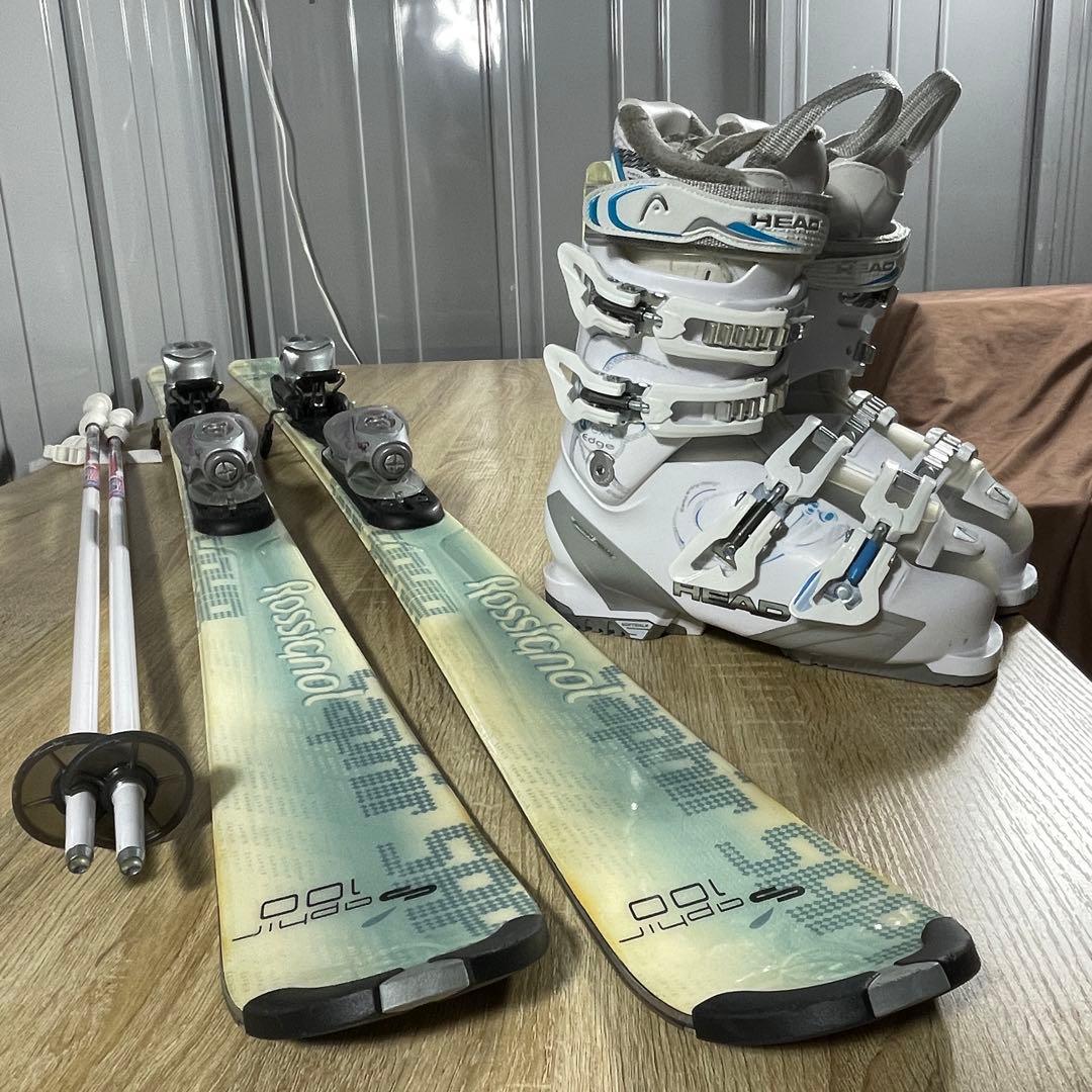 ROSSIGNOL146cm HEAD23/23.5cmストック付きスキーセット