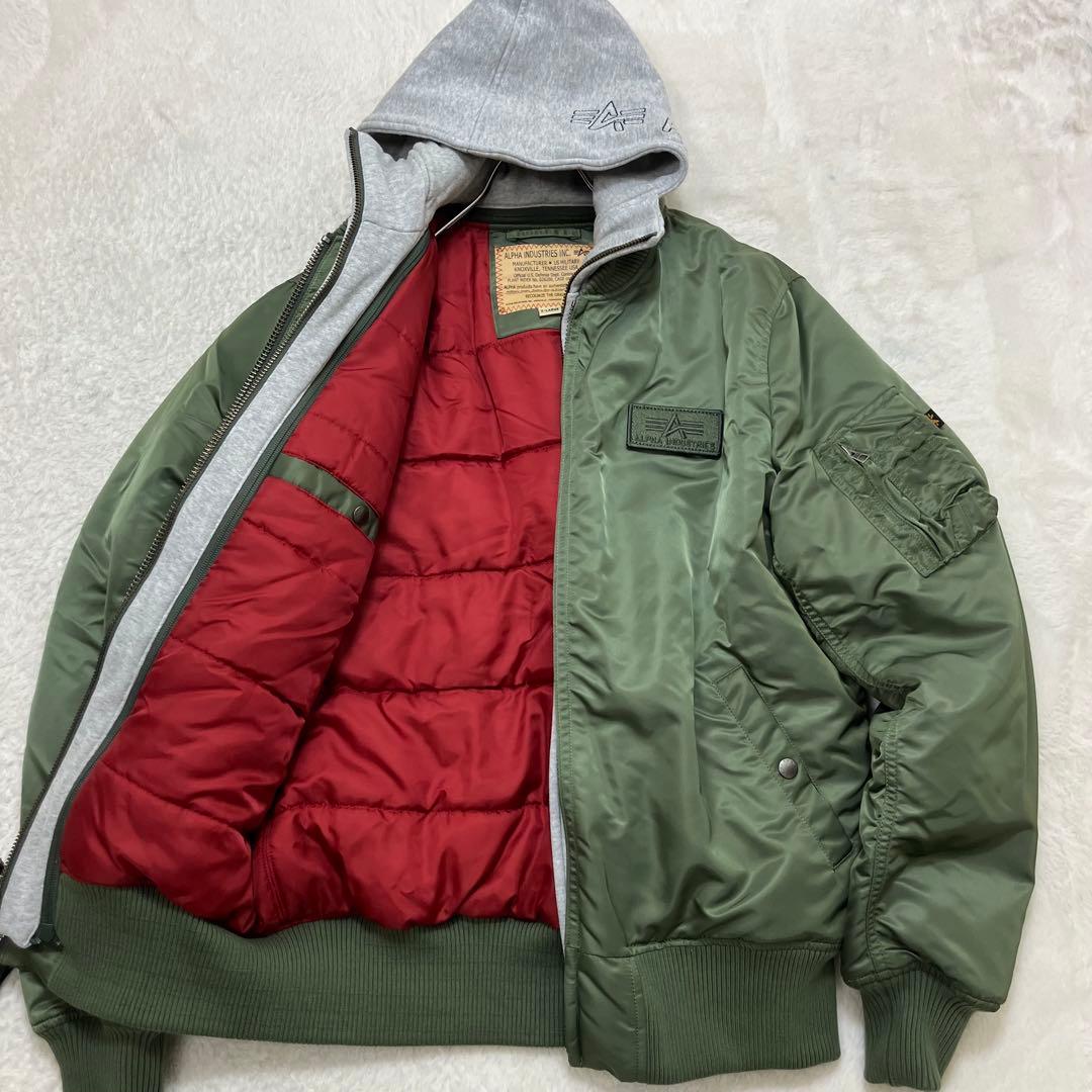 未使用級✨アルファインダストリーズ XL フード・ワッペン 2way MA-1