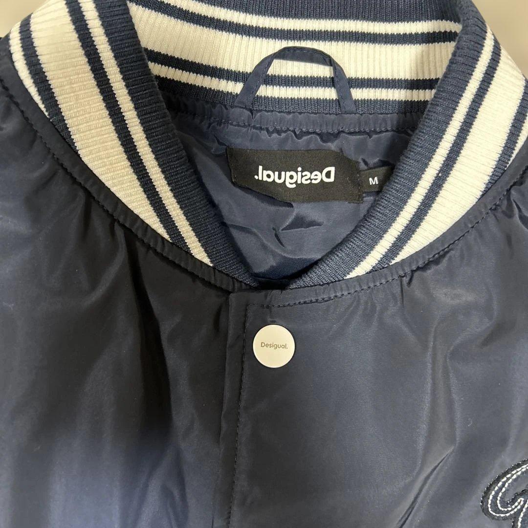 デシグアルDesigualカレッジジャケット　スタジャン ネイビー グレーM