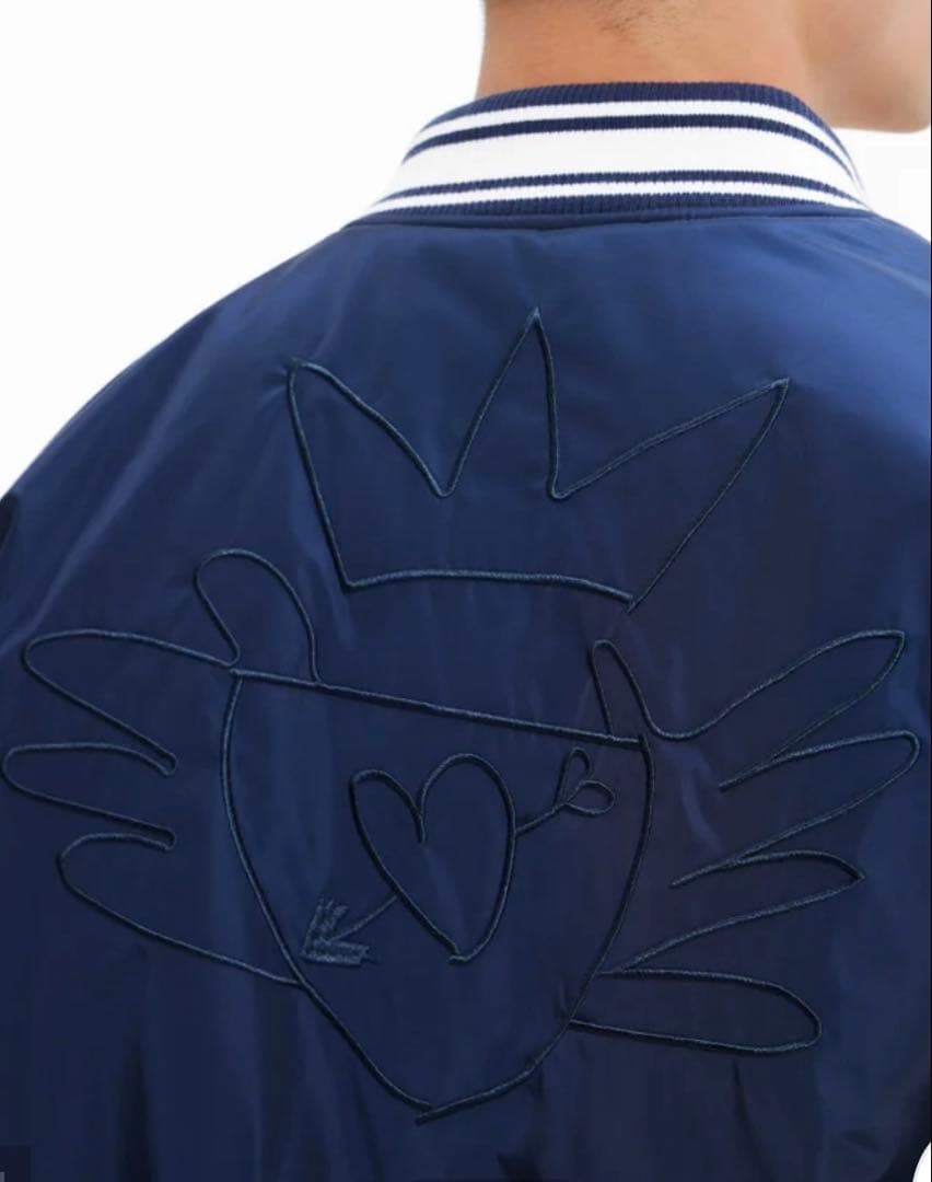 デシグアルDesigualカレッジジャケット　スタジャン ネイビー グレーM