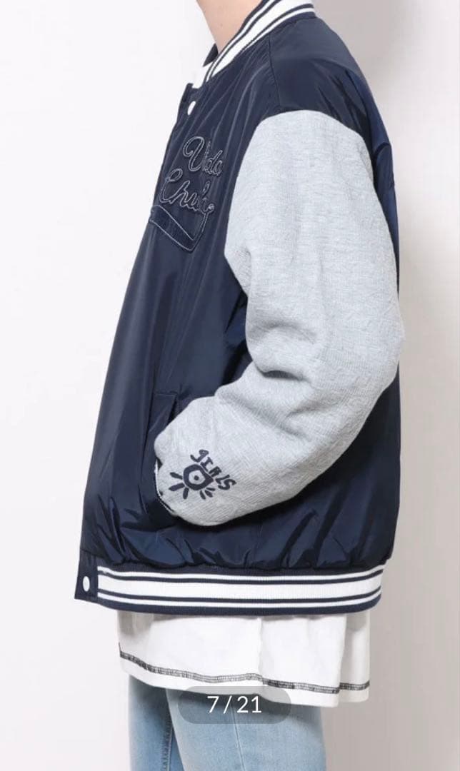 デシグアルDesigualカレッジジャケット　スタジャン ネイビー グレーM