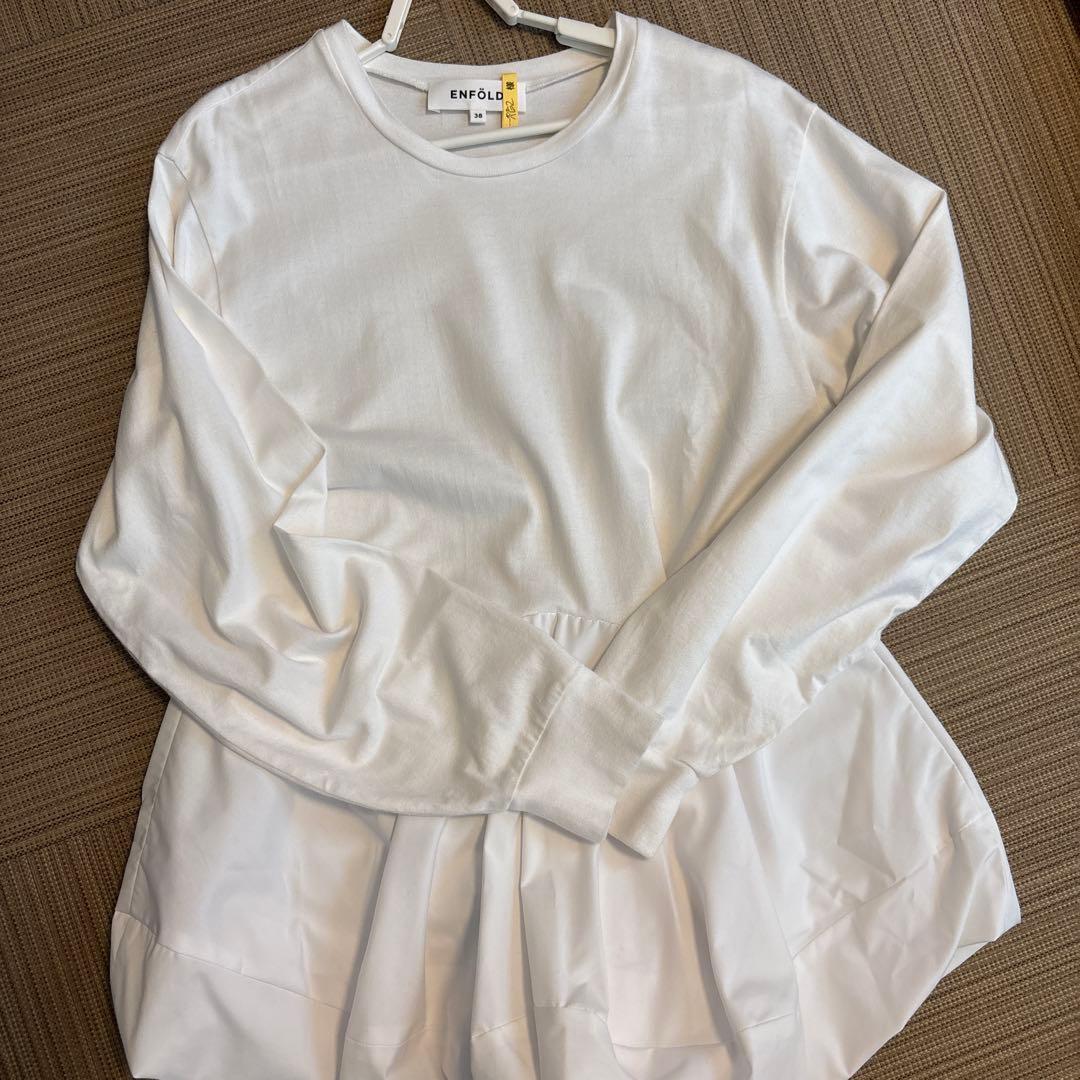 24AW美品 ENFOLD モダン天竺 スクエアペプラム ロンT エンフォルド