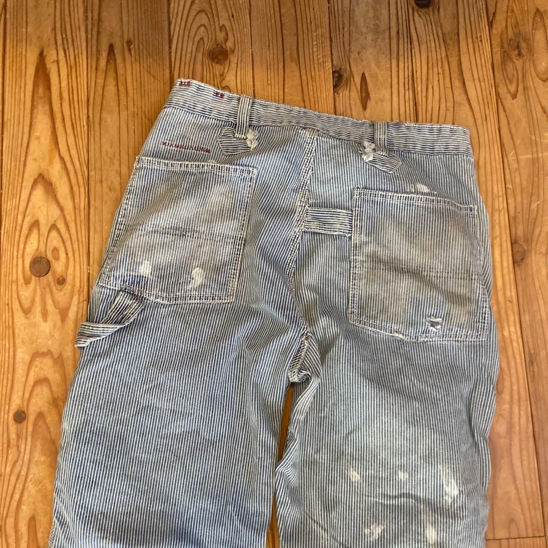 希少 POLO ラルフローレン ヒッコリー ストライプ ダメージ加工 パンツ