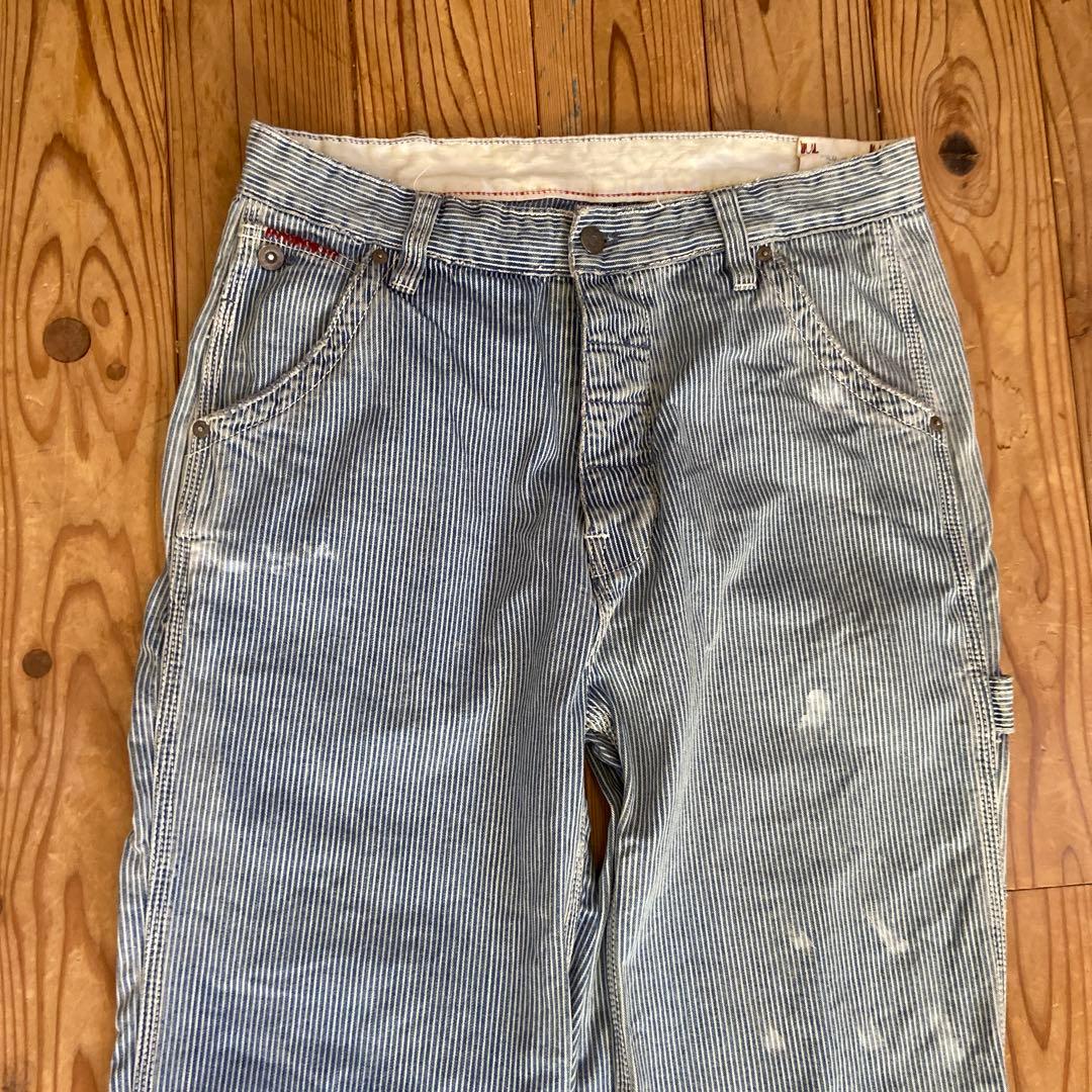 希少 POLO ラルフローレン ヒッコリー ストライプ ダメージ加工 パンツ