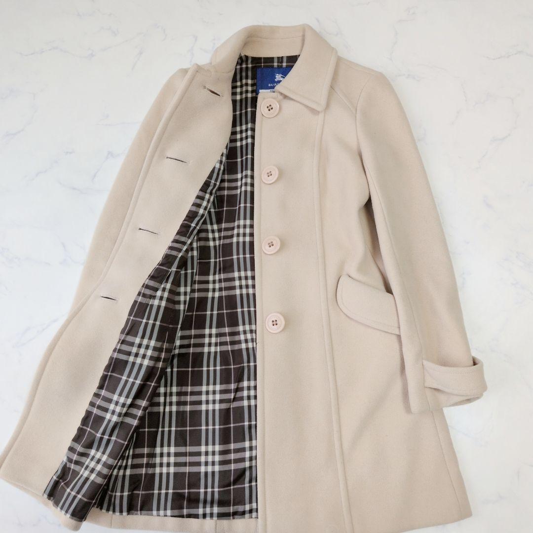 バーバリーブルーレーベル ロングコート ウール チェック 38