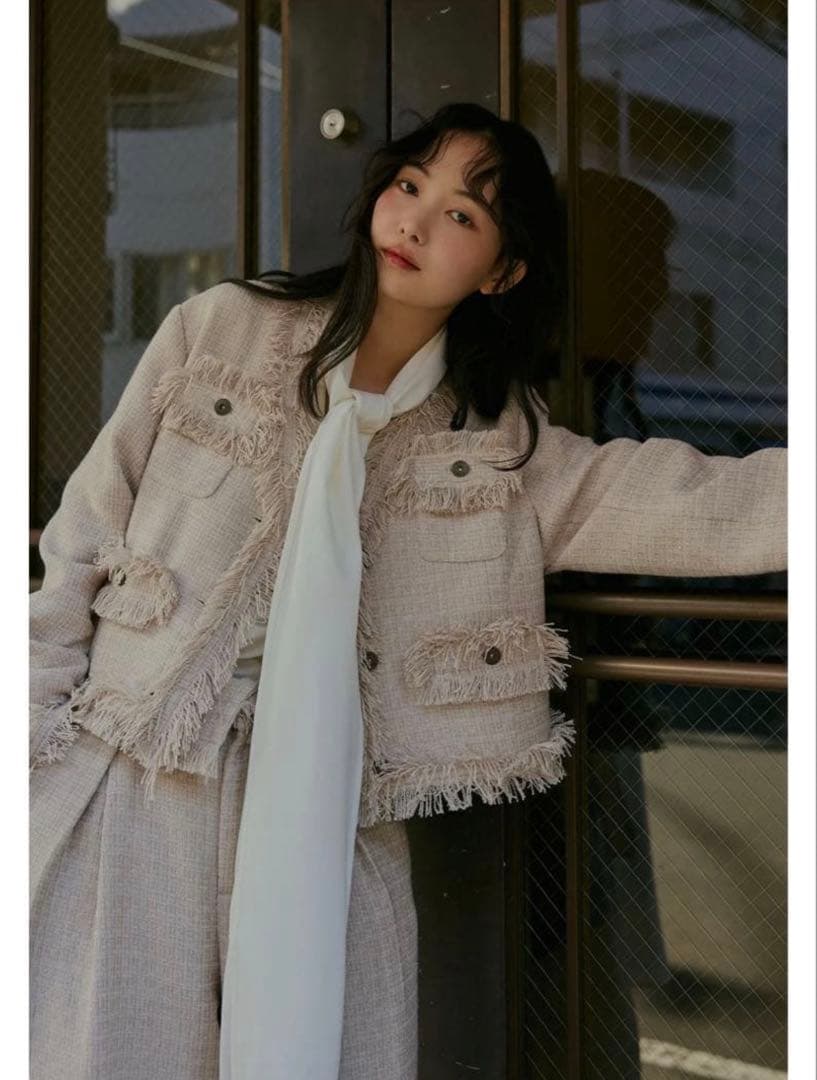 ジャケット・アウター Andequal glitter tweed jacket