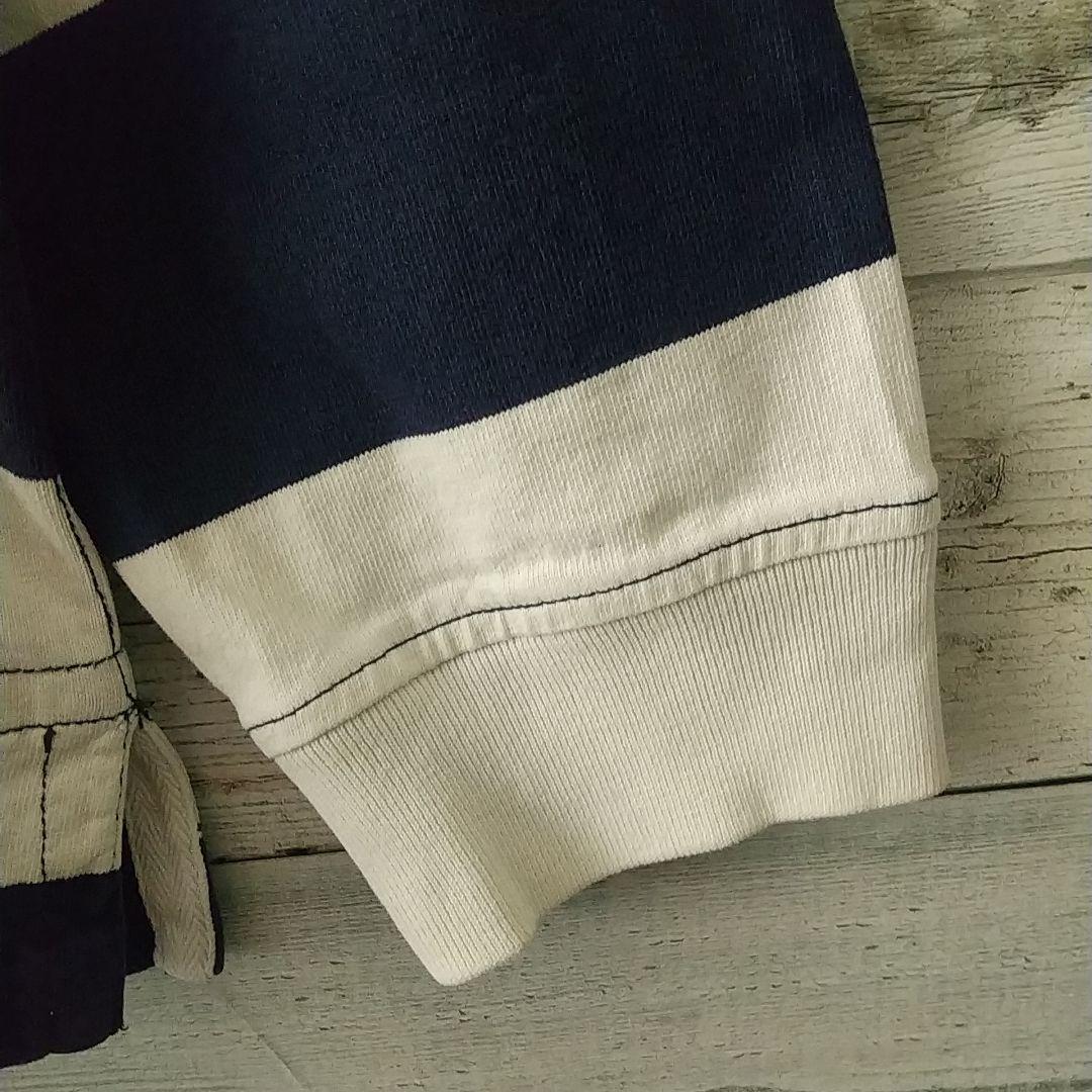 希少☆ポロバイラルフローレン 太ボーダー 刺繍 イギリス 襟切替 ラガーシャツ