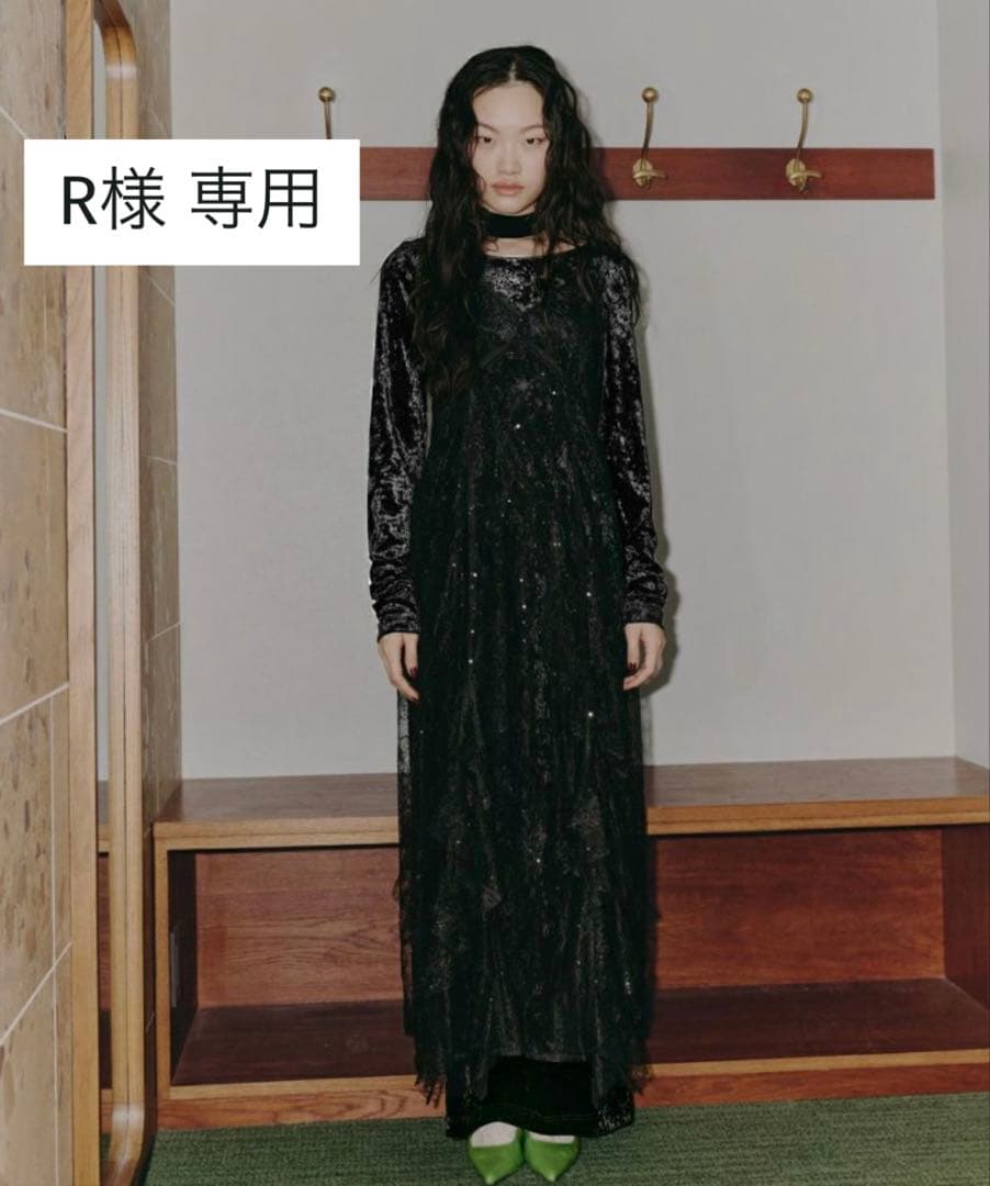 【R】ANDRESD　sparkle lace velour dress