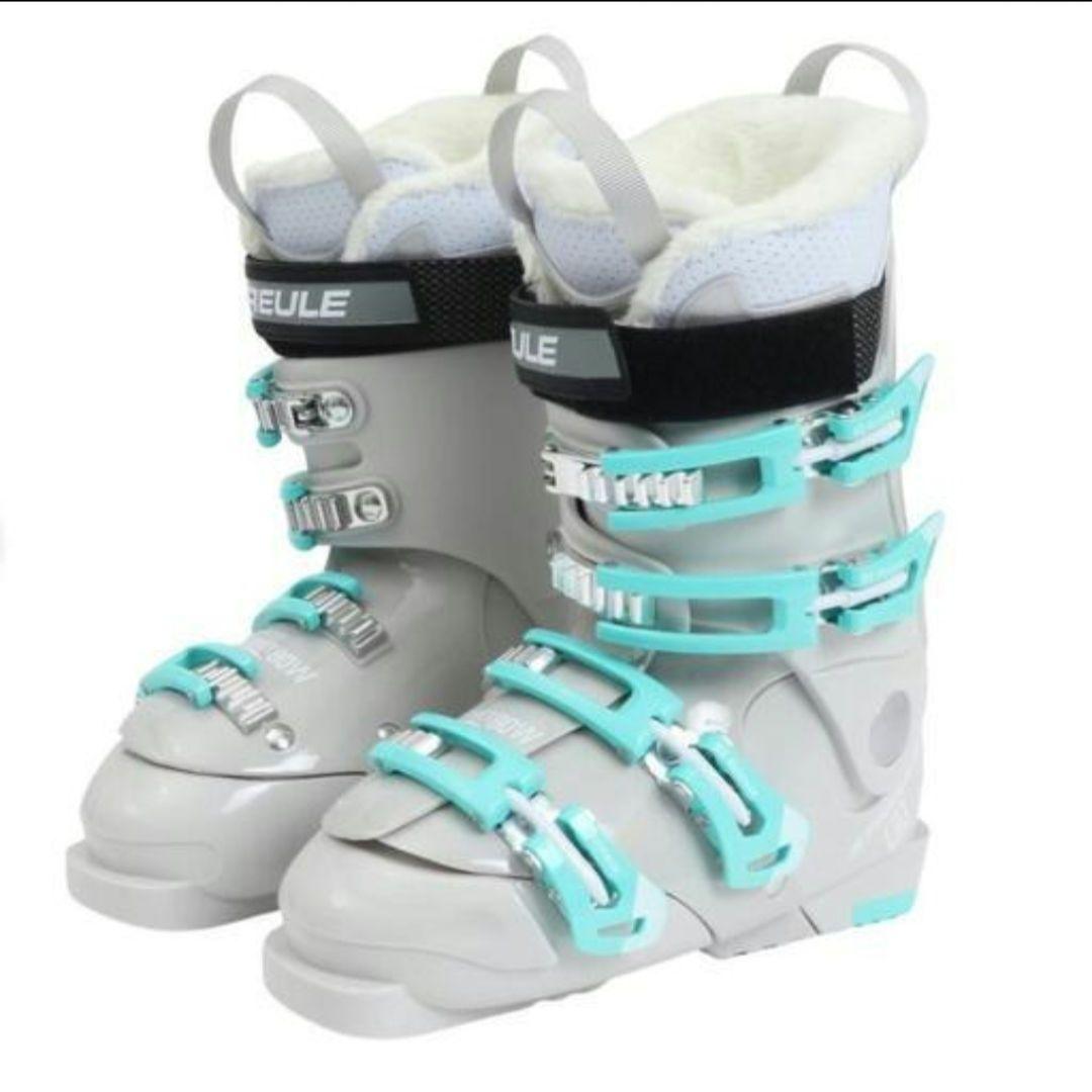 女性用スキー用ブーツ グレー/ターコイズ