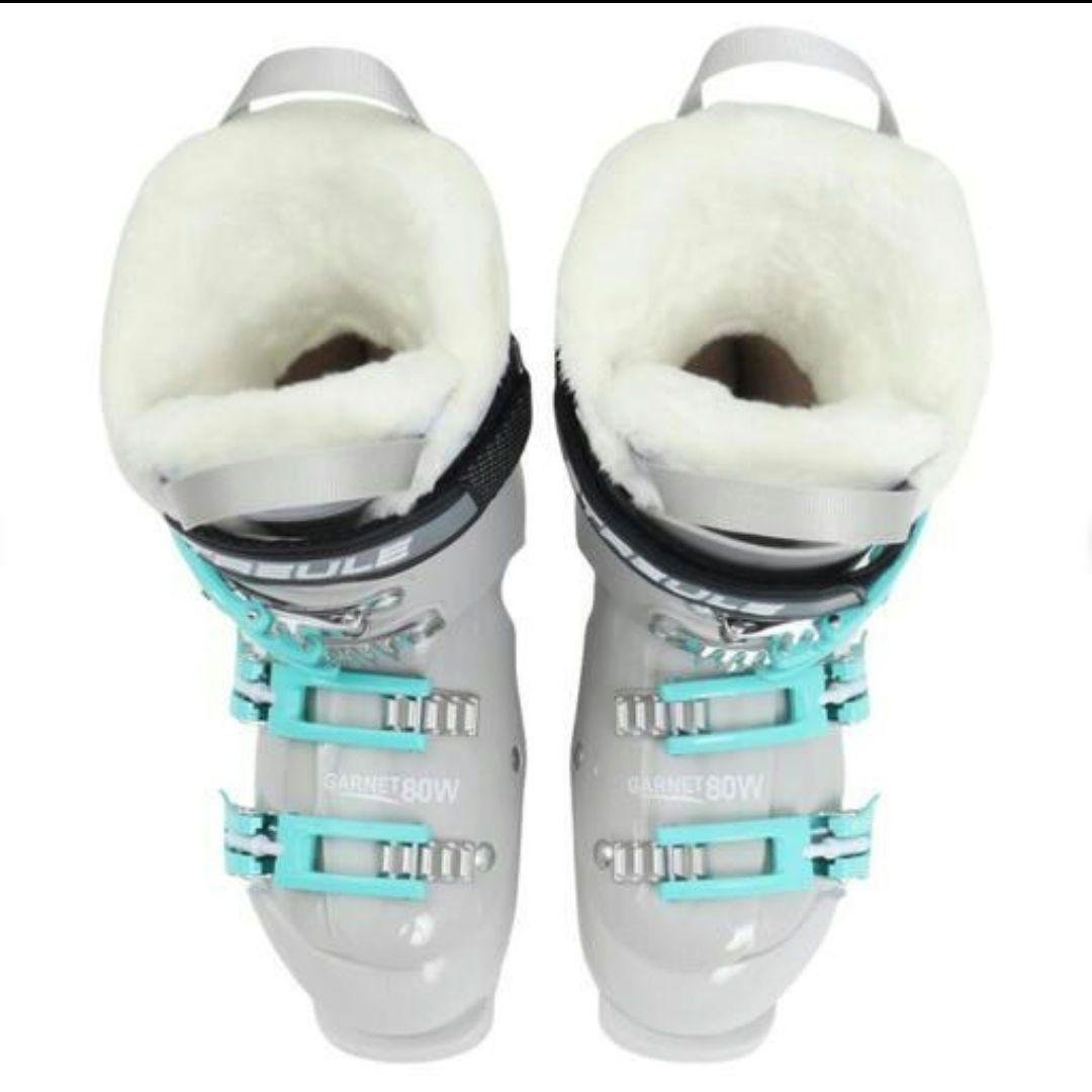 女性用スキー用ブーツ グレー/ターコイズ