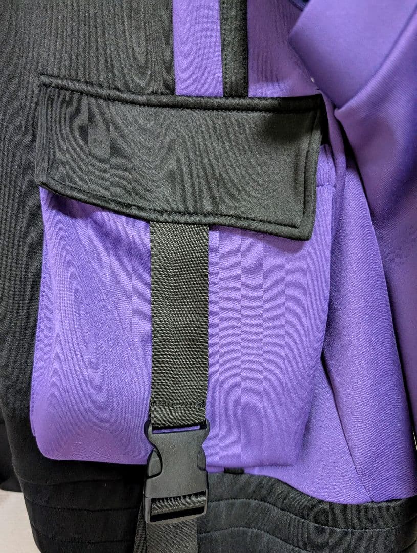 Amilige　バックプリントセーラーZIPジャージ ブラック×パープル