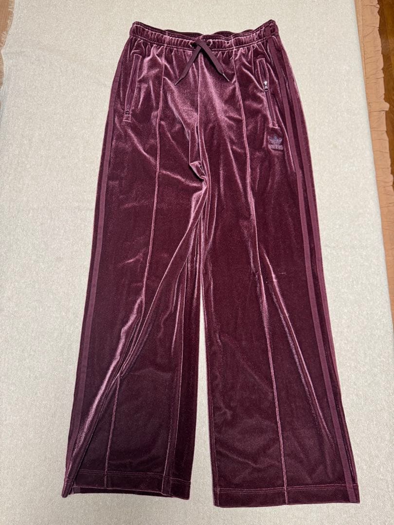 adidas ワインカラーベロアジャージ上下　美品