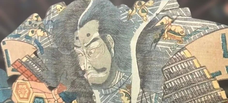 浮世絵版画、八島壇之浦海底之圖三枚綴り真ん中1枚売り。歌川芳艶画、安政5年出版