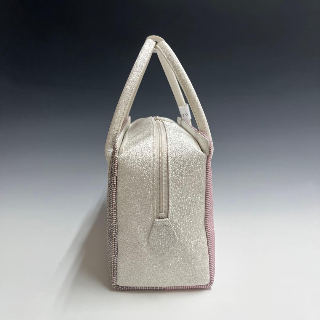 夏　新品未使用品　本塩沢紬　草木染　帯地使用　利休バッグ25070