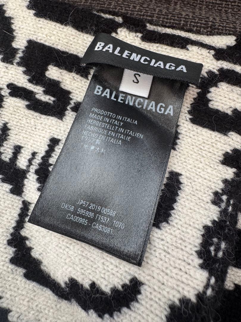 BALENCIAGA モノグラムマフラー ストール 白黒 美品