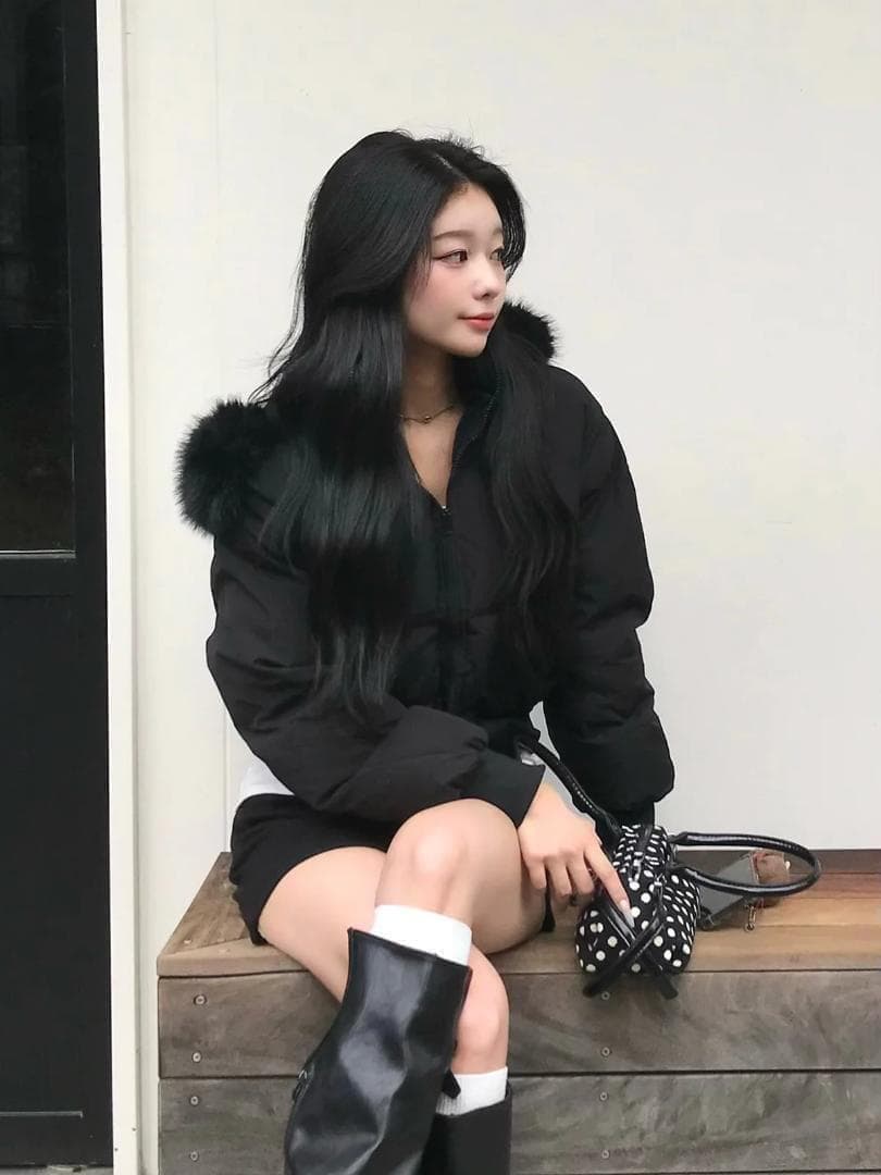 【1~2日発送‼️】 emmy　ダブルジップファータッチパデッドブルゾン　黒