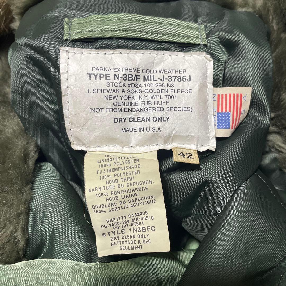 美品 SPIEWAK N-3B USA製 idealジップ 42 XLサイズ