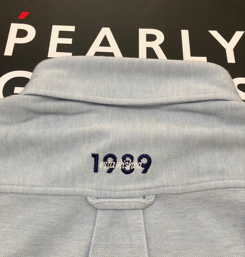 新品 パーリーゲイツ ストレッチカノコスムースピーチ 長袖ポロシャツ(6)LL青