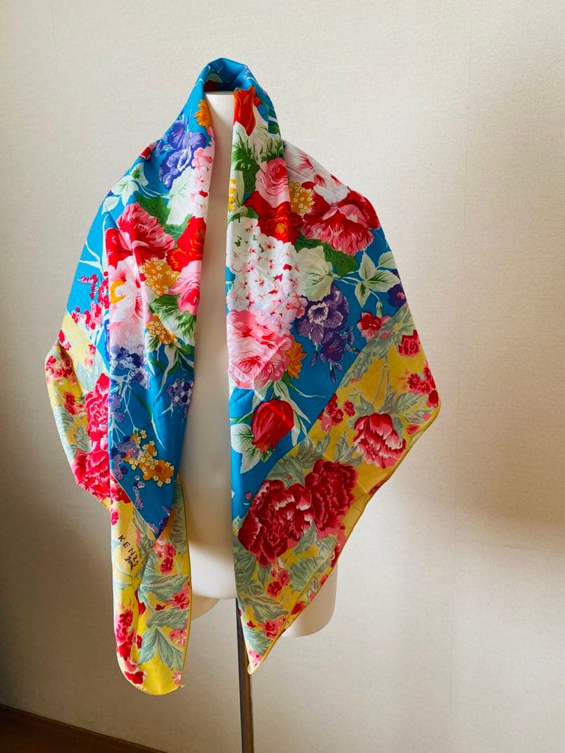 d*9様 ビンテージ1990年KENZO Jungle 大判スカーフ　ストール