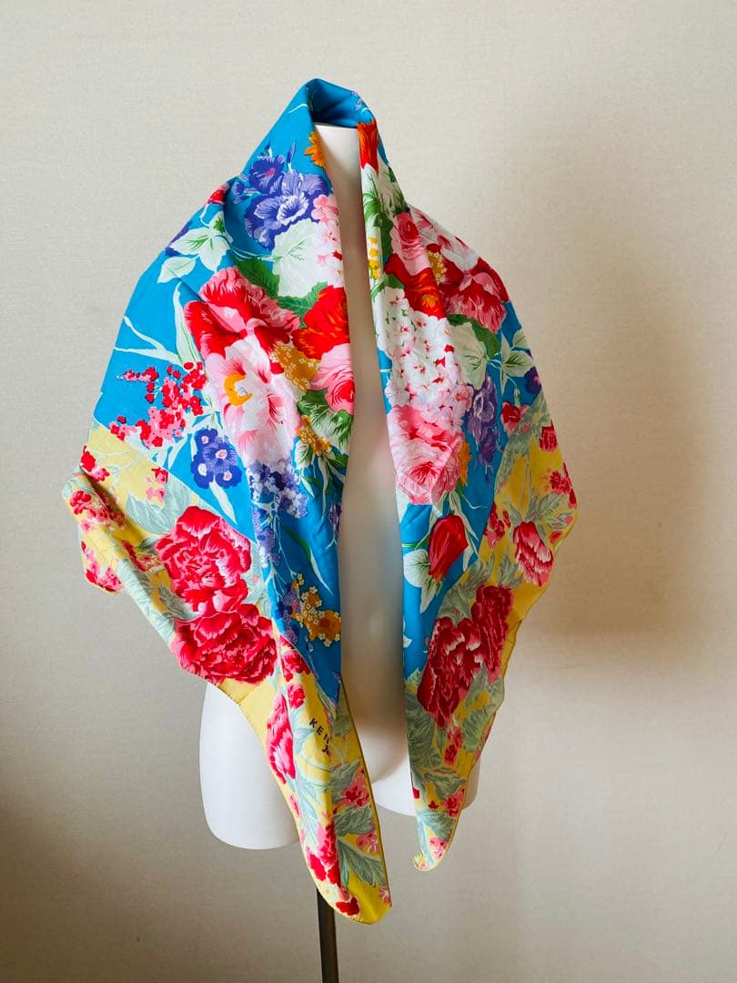 d*9様 ビンテージ1990年KENZO Jungle 大判スカーフ　ストール