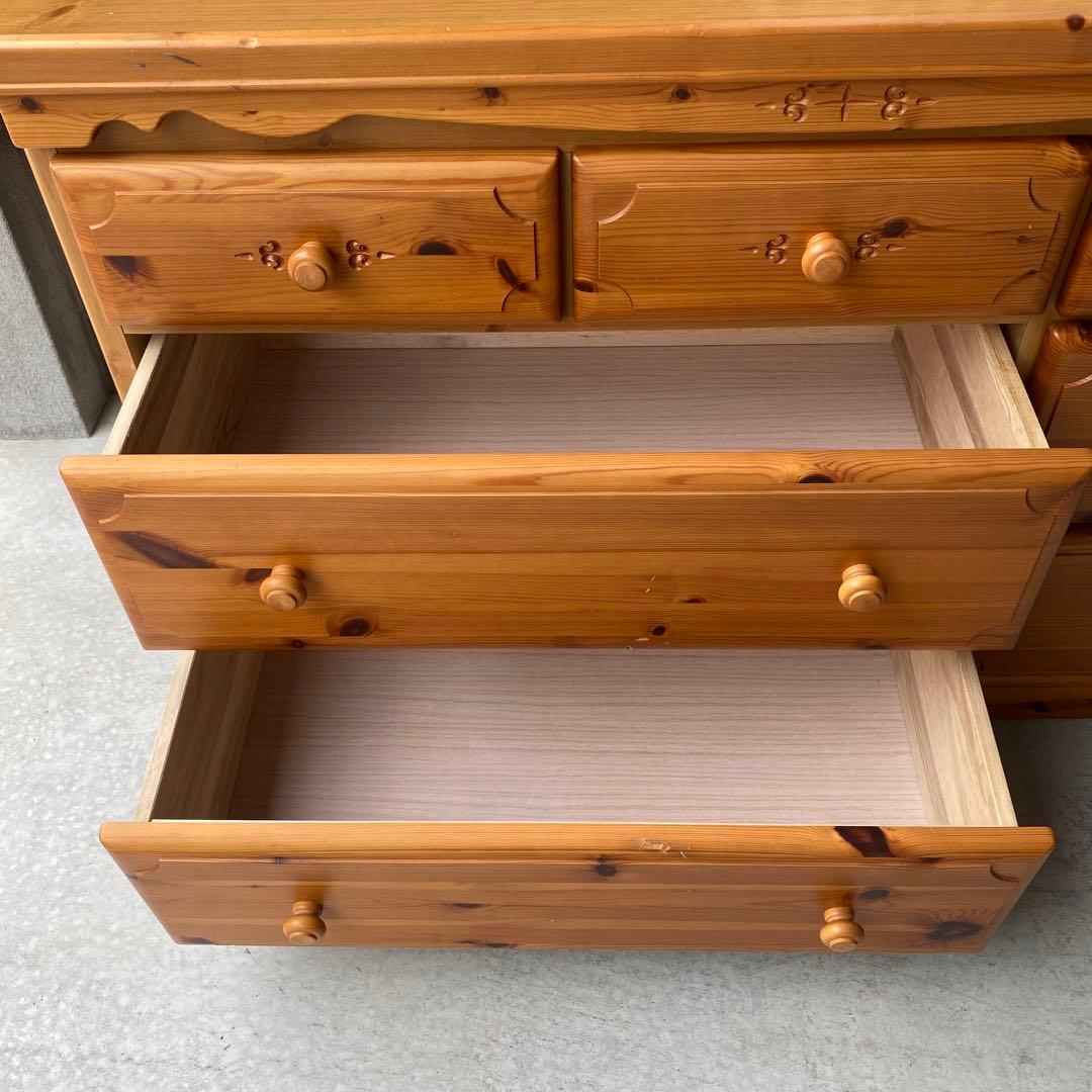 自宅保管 3段ローチェスト パイン材 横幅118cm 奥行45cm 高さ79cm