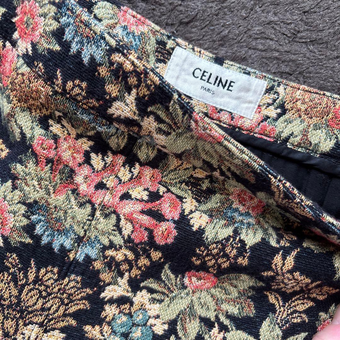 CELINE セリーヌ エディスリマン ボックスプリーツスカート 花柄