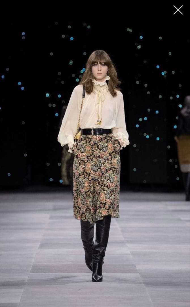 CELINE セリーヌ エディスリマン ボックスプリーツスカート 花柄