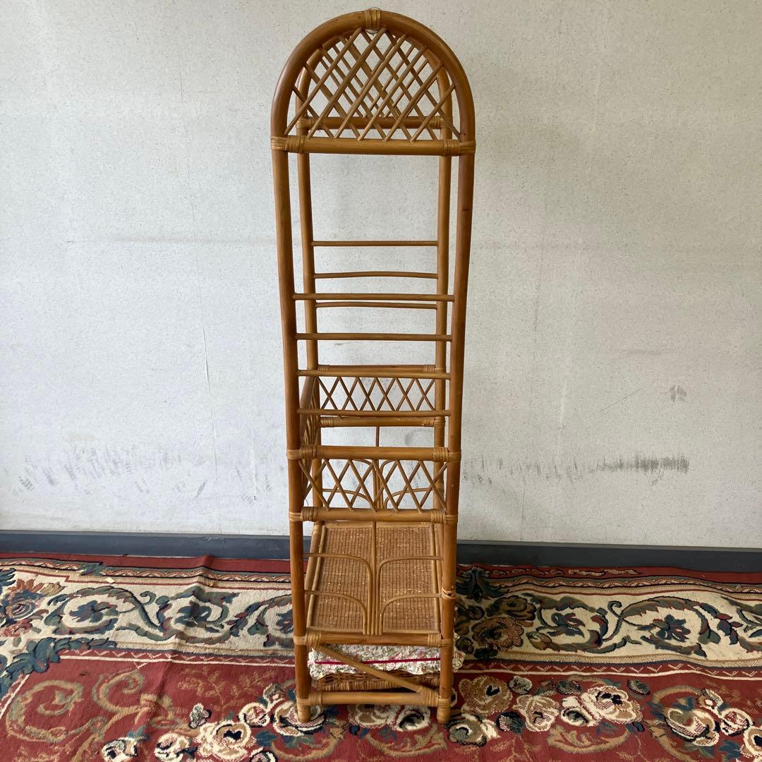 昭和レトロ アーチ型 ラタンハンガーラック 籐家具 古道具 古家具 ビンテージ