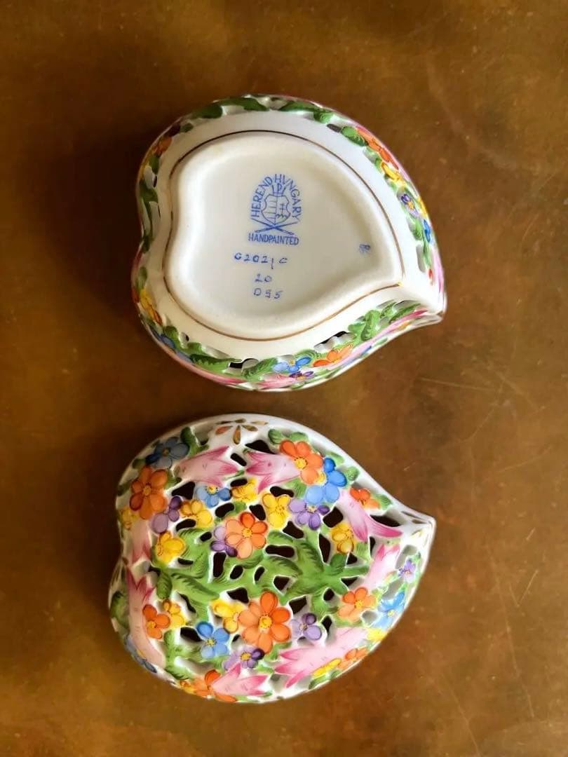 新品　ヘレンド　ボンボニール　透かし　ハート型　並行輸入品