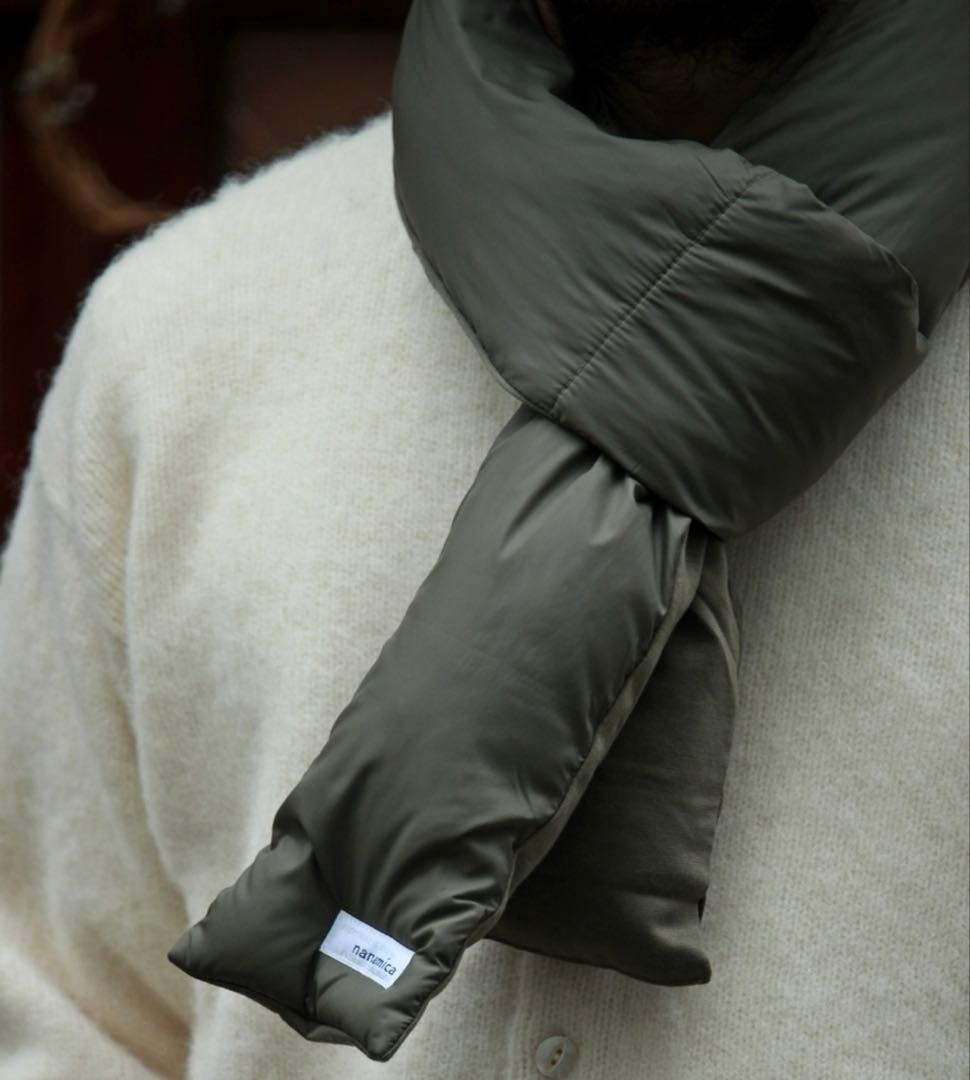 新品 ナナミカ 黒 光電子ダウンマフラー ユニセックス Down Muffler