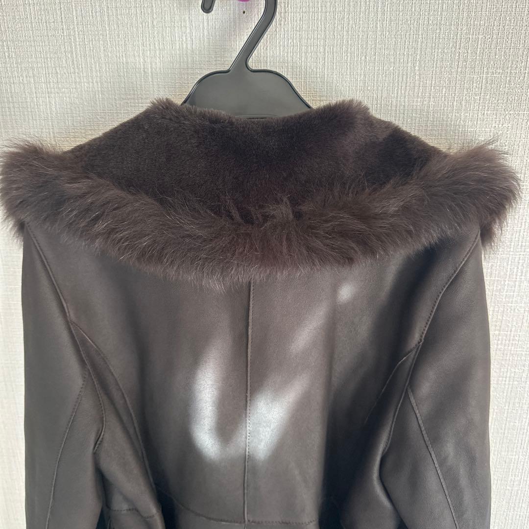 羊皮ロングコート　毛皮ブルーフォックス