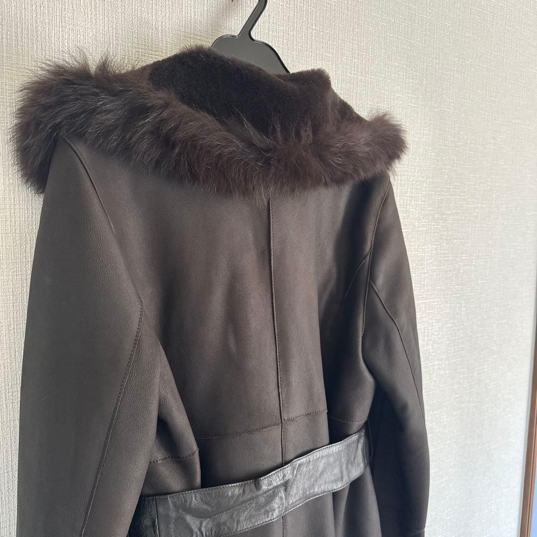 羊皮ロングコート　毛皮ブルーフォックス