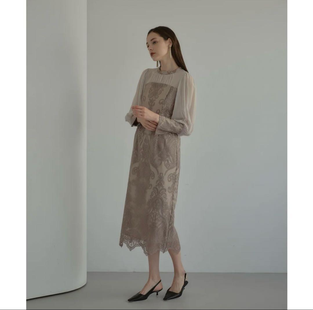 ANDRESD アンドレスド damask gather dress S