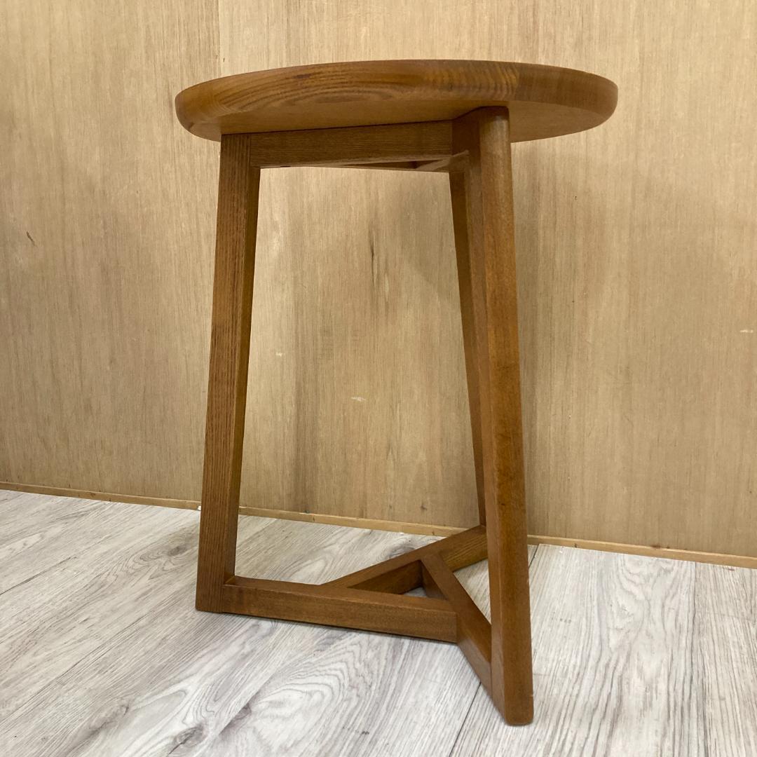 天然木　サイドテーブル　円形　アッシュ材