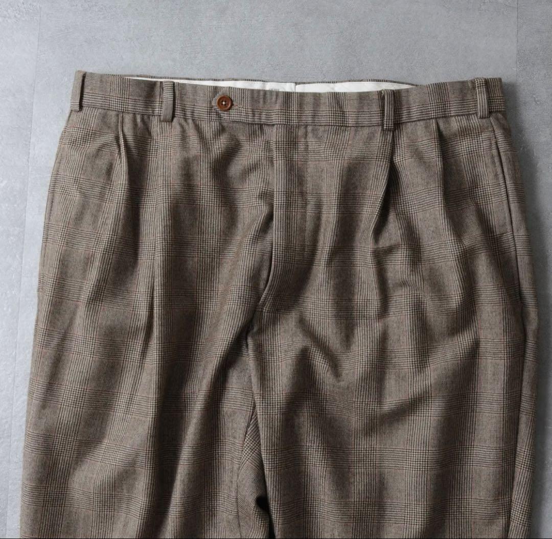 【カシミヤ混】ブルックスブラザーズ 2タック スラックス グレンチェック