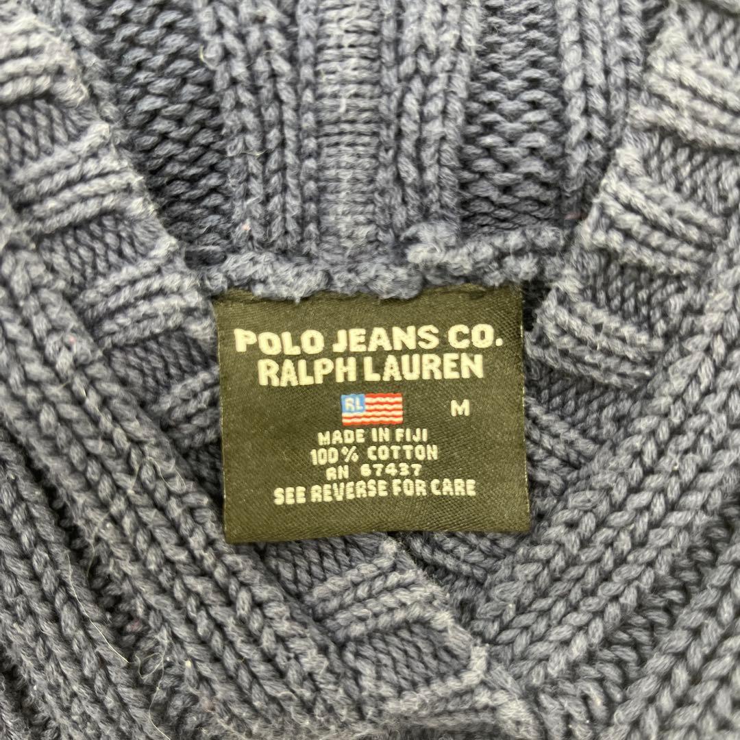 ラルフローレン・長袖ニットセーター・星条旗・ニットパーカー・リブ編み・M