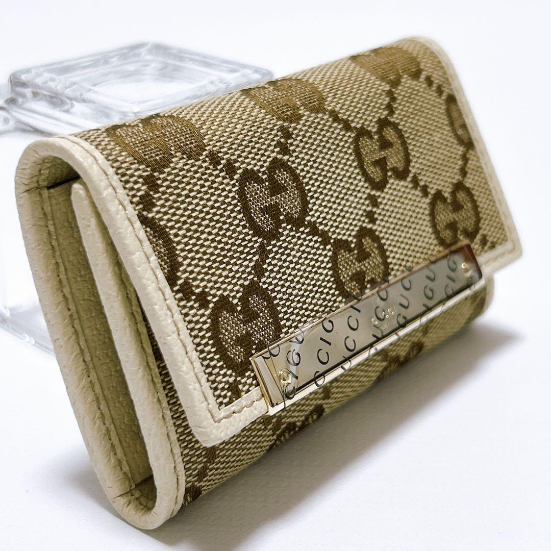 新品未使用✨GUCCI キーケース 6連 GG キャンバス ブラウン シマ