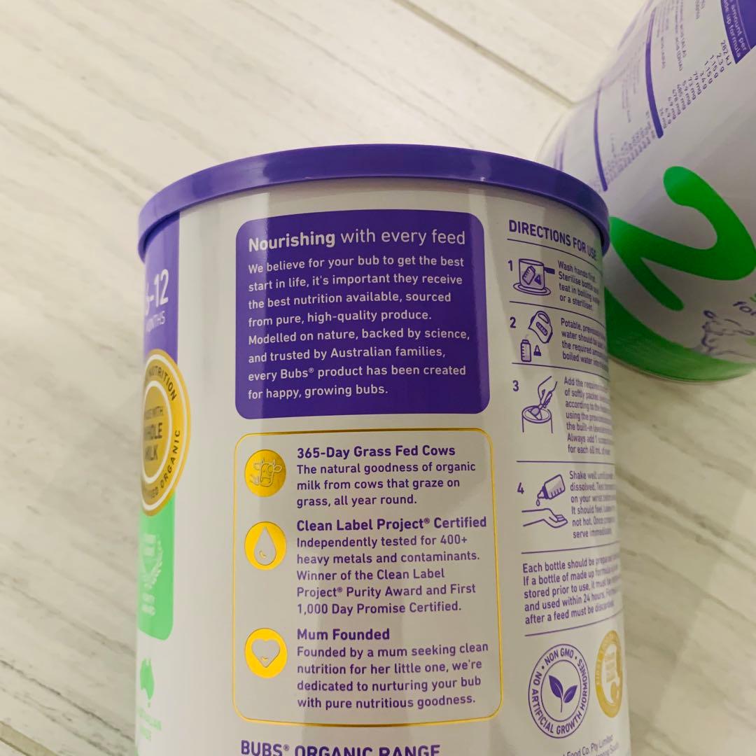bubsOrganicバブズバブス粉ミルク800gステップ2(6〜12ヶ月)×6