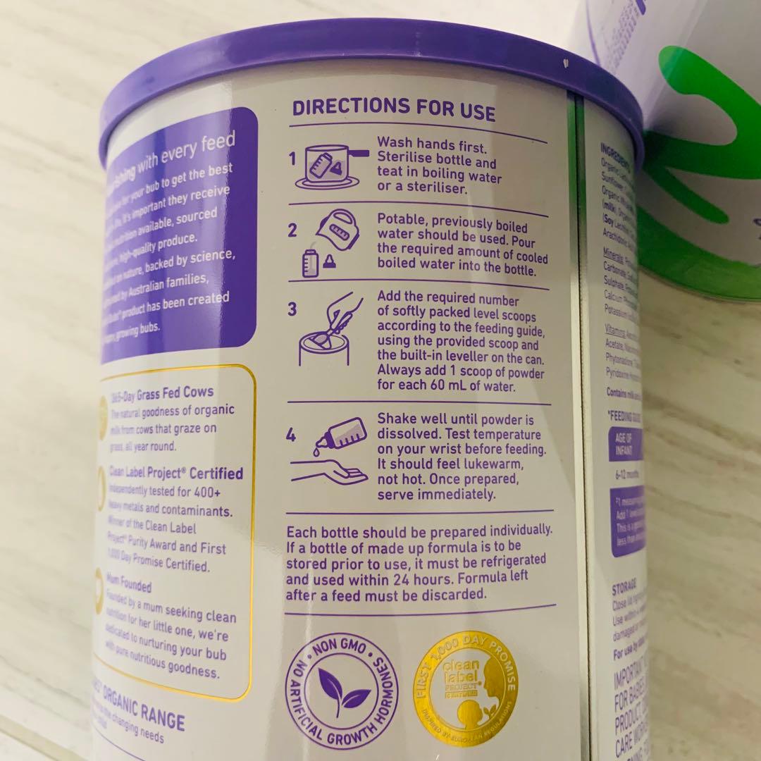 bubsOrganicバブズバブス粉ミルク800gステップ2(6〜12ヶ月)×6