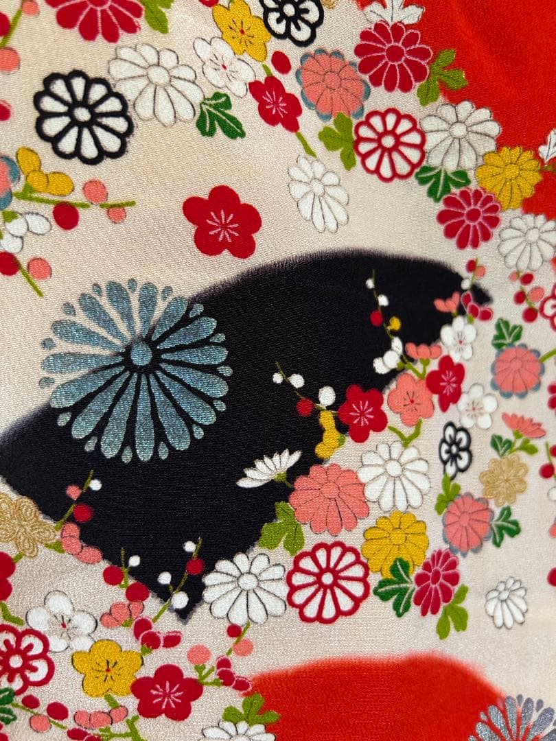 7歳七五三　アンティーク正絹着物、帯揚げ、帯締め　しごき　セット