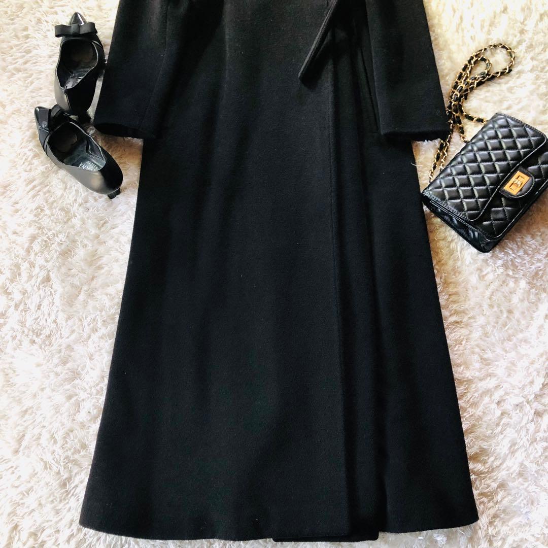 希少42✨美品 マックスマーラ 超マキシコート カシミヤ 女優襟 ブラック